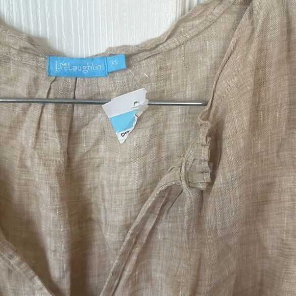J.McLaughlin Women's Natural Christa Linen Tassel Tiered Shift Dress Tan Size XS - Picture 7 of 8